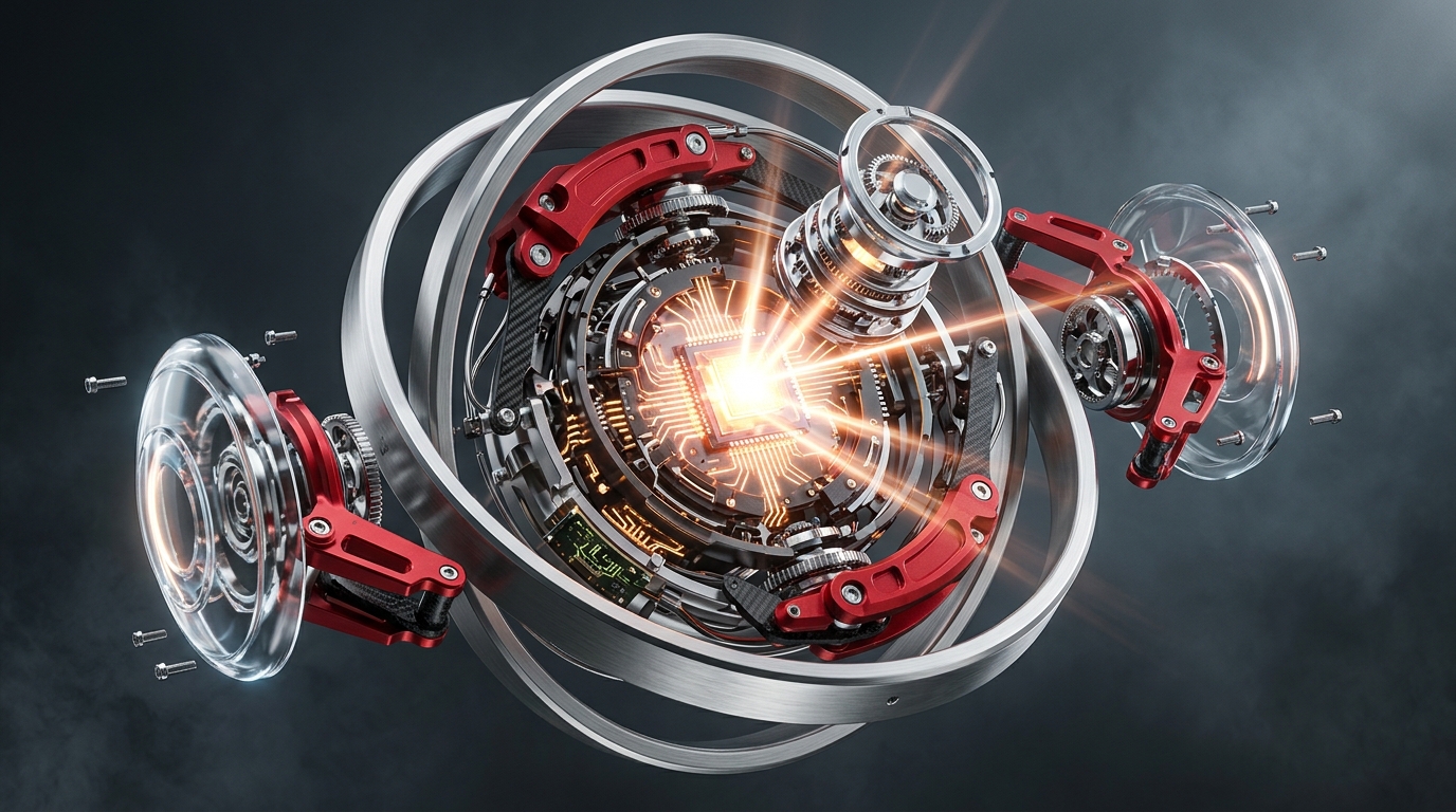 Photorealistic 3D jet engine turbine cutaway with glowing thermal core